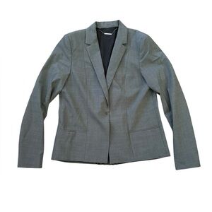 Elie Tahari Gray Single Button Wool Blazer Pleated Back 6 Business Office Preppy